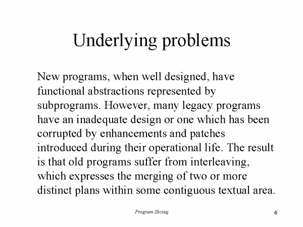 Underlying Problems